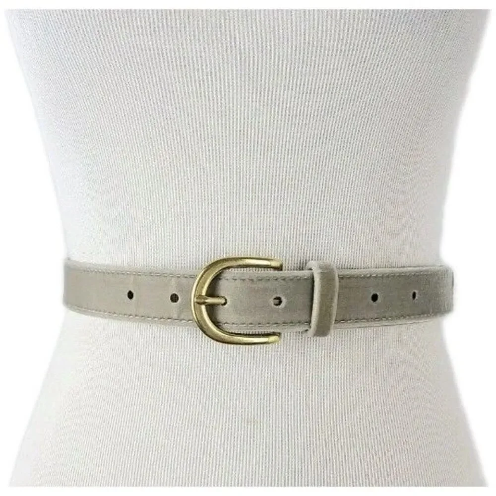 J. Crew Womens Velvet Belt Size Medium Gray Silver Minimalist Classic - Picture 6 of 9